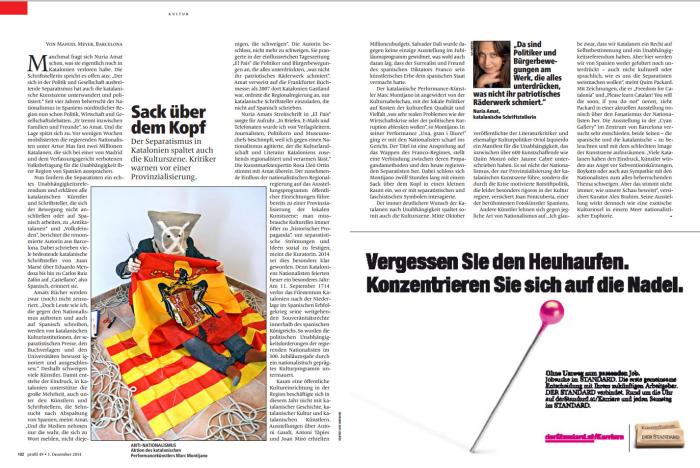 Doble página revista austriaca  PROFIL 2014
